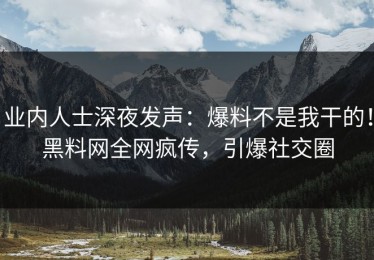业内人士深夜发声：爆料不是我干的！黑料网全网疯传，引爆社交圈