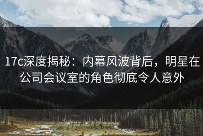 17c深度揭秘：内幕风波背后，明星在公司会议室的角色彻底令人意外