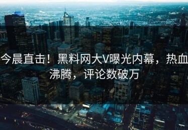 今晨直击！黑料网大V曝光内幕，热血沸腾，评论数破万