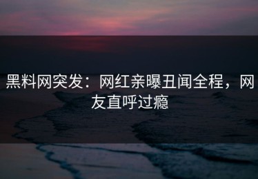 黑料网突发：网红亲曝丑闻全程，网友直呼过瘾