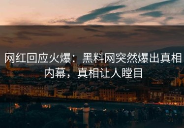 网红回应火爆：黑料网突然爆出真相内幕，真相让人瞠目
