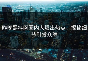 昨晚黑料网圈内人爆出热点，揭秘细节引发众怒