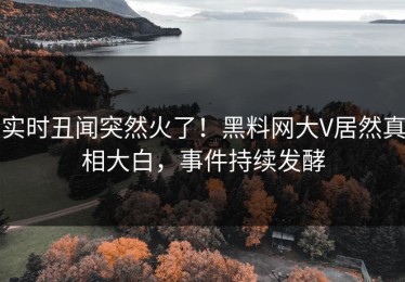 实时丑闻突然火了！黑料网大V居然真相大白，事件持续发酵
