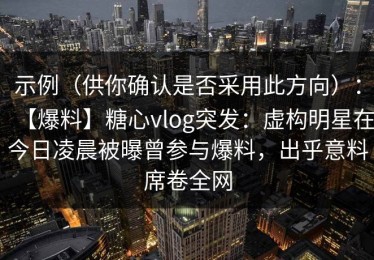 示例（供你确认是否采用此方向）：【爆料】糖心vlog突发：虚构明星在今日凌晨被曝曾参与爆料，出乎意料席卷全网