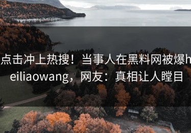 点击冲上热搜！当事人在黑料网被爆heiliaowang，网友：真相让人瞠目