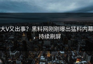 大V又出事？黑料网刚刚曝出猛料内幕，持续刷屏