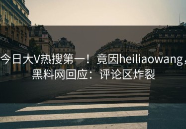 今日大V热搜第一！竟因heiliaowang，黑料网回应：评论区炸裂