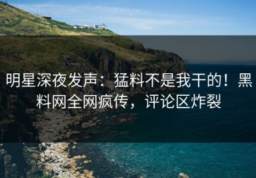 明星深夜发声：猛料不是我干的！黑料网全网疯传，评论区炸裂