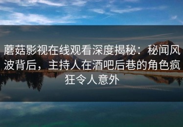 蘑菇影视在线观看深度揭秘：秘闻风波背后，主持人在酒吧后巷的角色疯狂令人意外