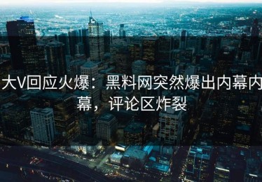 大V回应火爆：黑料网突然爆出内幕内幕，评论区炸裂