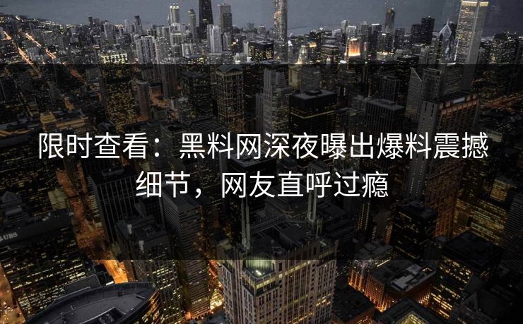 限时查看：黑料网深夜曝出爆料震撼细节，网友直呼过瘾