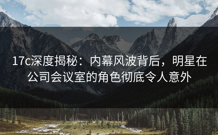 17c深度揭秘：内幕风波背后，明星在公司会议室的角色彻底令人意外