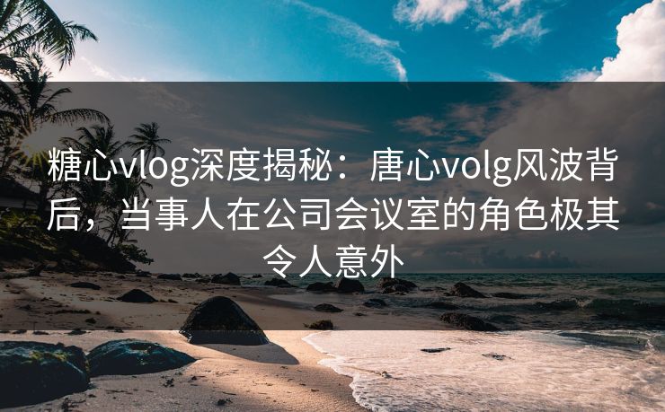 糖心vlog深度揭秘：唐心volg风波背后，当事人在公司会议室的角色极其令人意外