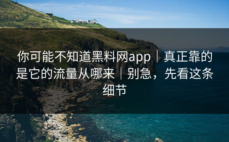 你可能不知道黑料网app｜真正靠的是它的流量从哪来｜别急，先看这条细节