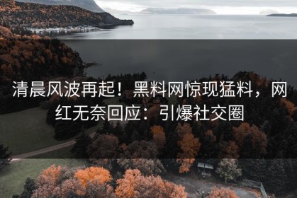 清晨风波再起！黑料网惊现猛料，网红无奈回应：引爆社交圈