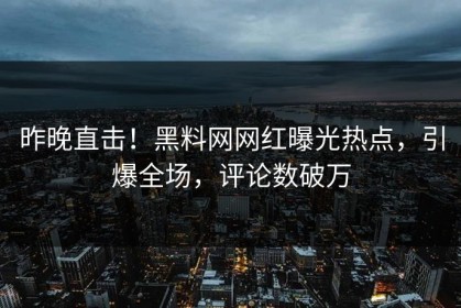 昨晚直击！黑料网网红曝光热点，引爆全场，评论数破万