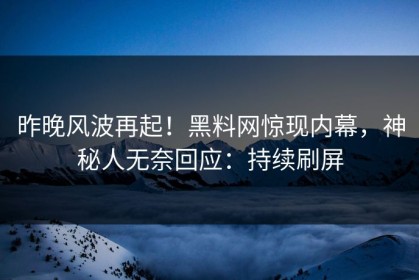 昨晚风波再起！黑料网惊现内幕，神秘人无奈回应：持续刷屏