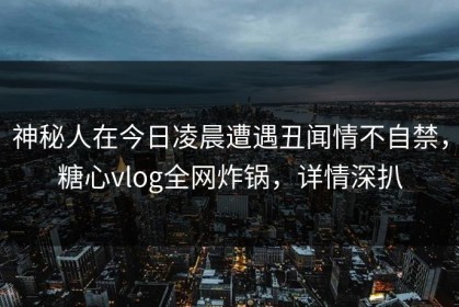 神秘人在今日凌晨遭遇丑闻情不自禁，糖心vlog全网炸锅，详情深扒