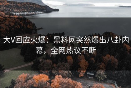 大V回应火爆：黑料网突然爆出八卦内幕，全网热议不断