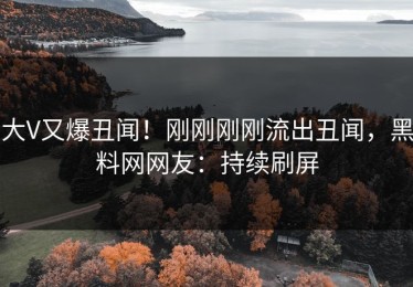 大V又爆丑闻！刚刚刚刚流出丑闻，黑料网网友：持续刷屏