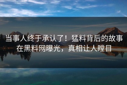 当事人终于承认了！猛料背后的故事在黑料网曝光，真相让人瞠目