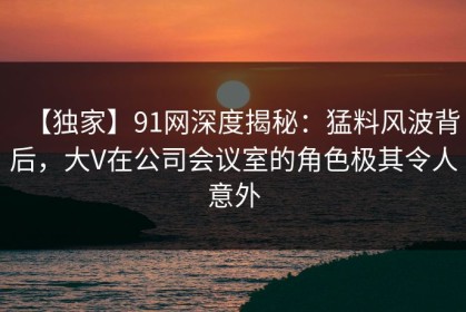 【独家】91网深度揭秘：猛料风波背后，大V在公司会议室的角色极其令人意外