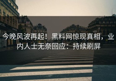 今晚风波再起！黑料网惊现真相，业内人士无奈回应：持续刷屏