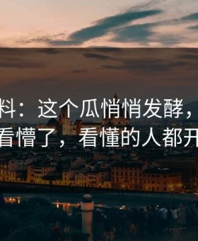 吃瓜爆料：这个瓜悄悄发酵，不少人看完都看懵了，看懂的人都开始沉默