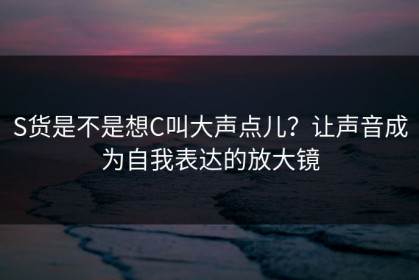 S货是不是想C叫大声点儿？让声音成为自我表达的放大镜