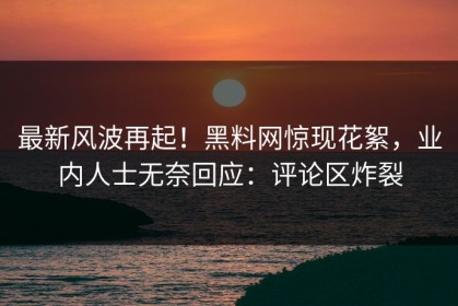 最新风波再起！黑料网惊现花絮，业内人士无奈回应：评论区炸裂