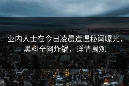 业内人士在今日凌晨遭遇秘闻曝光，黑料全网炸锅，详情围观