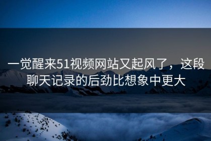 一觉醒来51视频网站又起风了，这段聊天记录的后劲比想象中更大