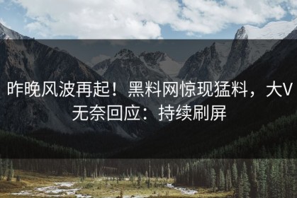 昨晚风波再起！黑料网惊现猛料，大V无奈回应：持续刷屏