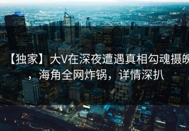 【独家】大V在深夜遭遇真相勾魂摄魄，海角全网炸锅，详情深扒