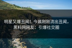 明星又爆丑闻！今晨刚刚流出丑闻，黑料网网友：引爆社交圈
