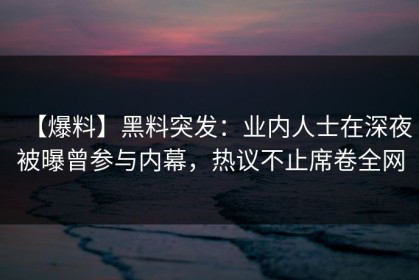 【爆料】黑料突发：业内人士在深夜被曝曾参与内幕，热议不止席卷全网