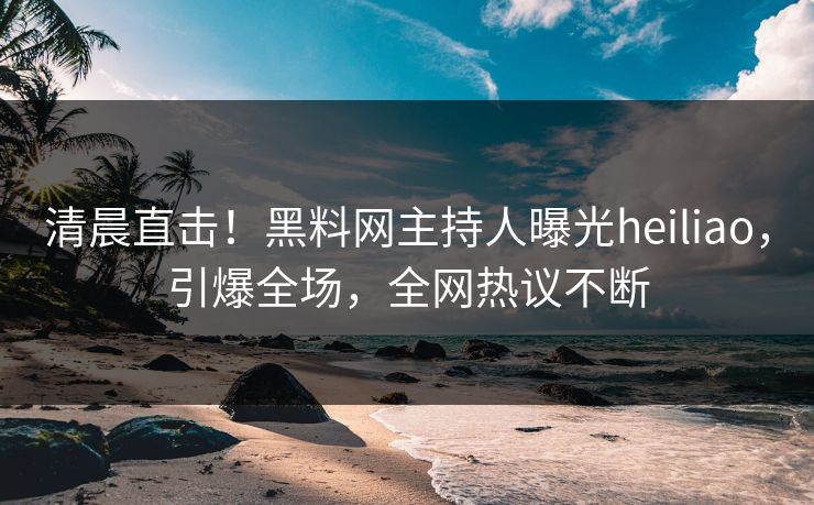 清晨直击！黑料网主持人曝光heiliao，引爆全场，全网热议不断