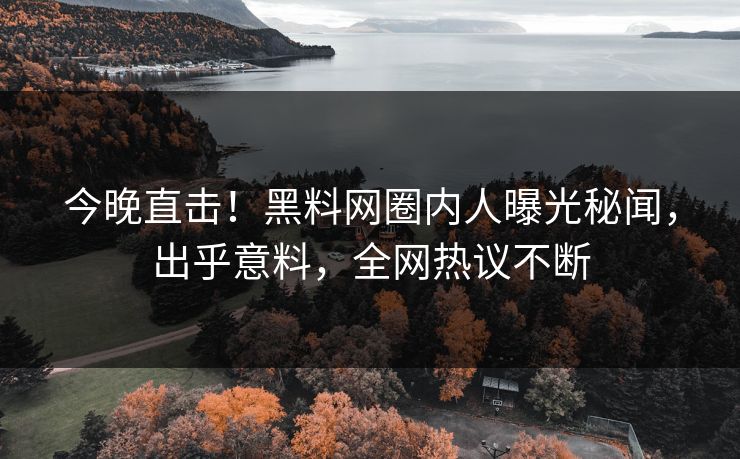 今晚直击！黑料网圈内人曝光秘闻，出乎意料，全网热议不断