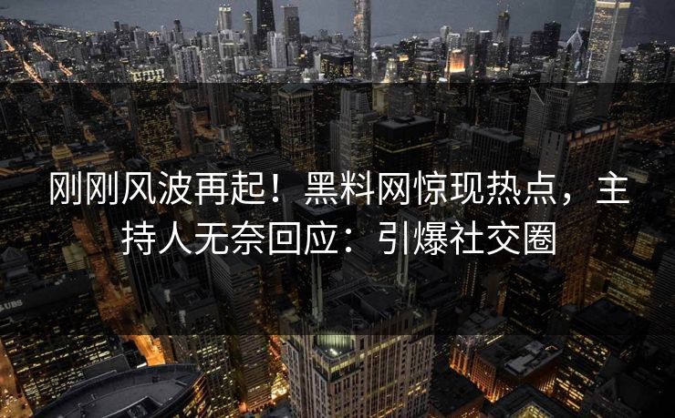 刚刚风波再起！黑料网惊现热点，主持人无奈回应：引爆社交圈