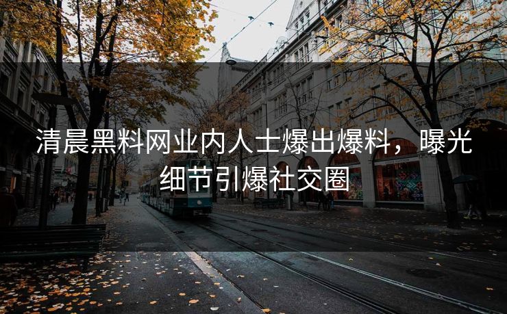 清晨黑料网业内人士爆出爆料，曝光细节引爆社交圈