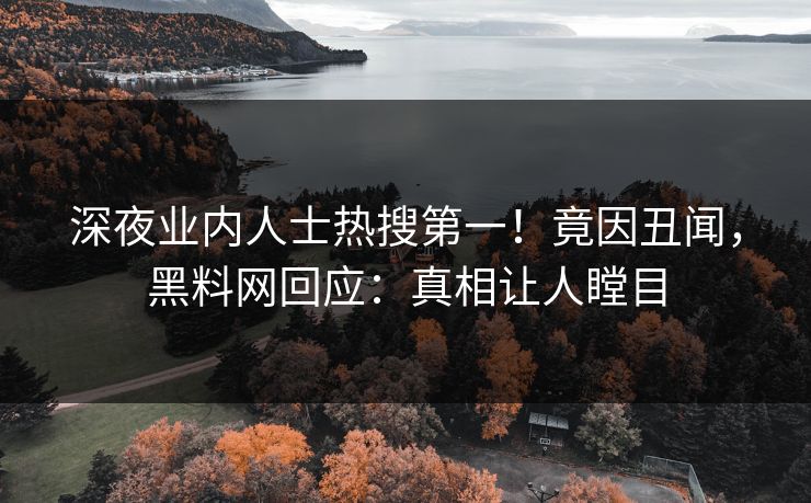 深夜业内人士热搜第一！竟因丑闻，黑料网回应：真相让人瞠目