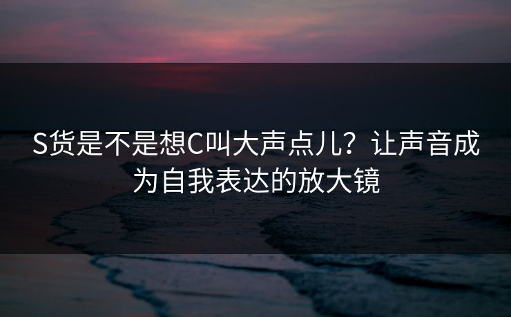 S货是不是想C叫大声点儿？让声音成为自我表达的放大镜