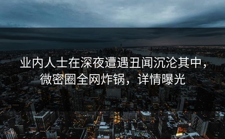 业内人士在深夜遭遇丑闻沉沦其中,微密圈全网炸锅,详情曝光 业内人士在深夜遭遇丑闻沉沦其中,微密圈全网炸锅,详情曝光