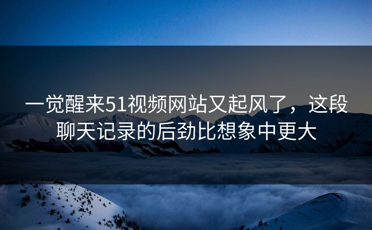 一觉醒来51视频网站又起风了，这段聊天记录的后劲比想象中更大